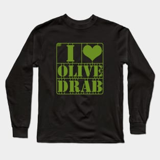 I Heart Olive Drab Long Sleeve T-Shirt